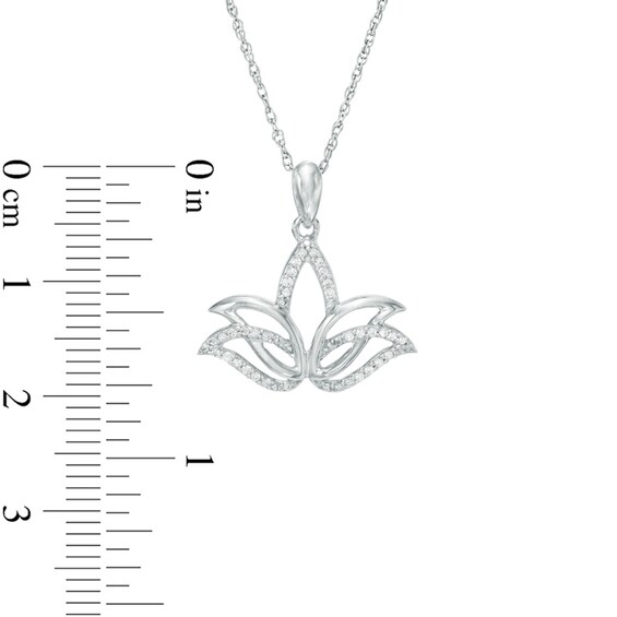 1/10 CT. T.w. Diamond Outline Lotus Flower Pendant in Sterling Silver
