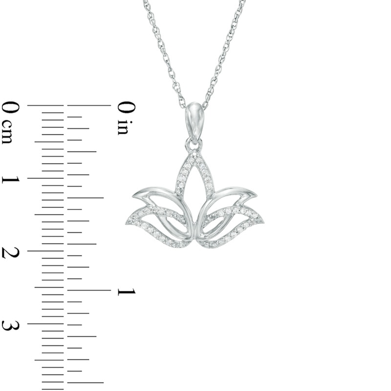 1/10 CT. T.W. Diamond Outline Lotus Flower Pendant in Sterling Silver ...