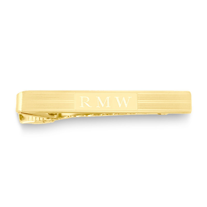 Men's Engravable Tie Bar in Sterling Silver with 18K Gold Plate (1 Line)