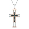 Thumbnail Image 0 of Men's Textured Cross Pendant in Tri-Tone Stainless Steel - 24"
