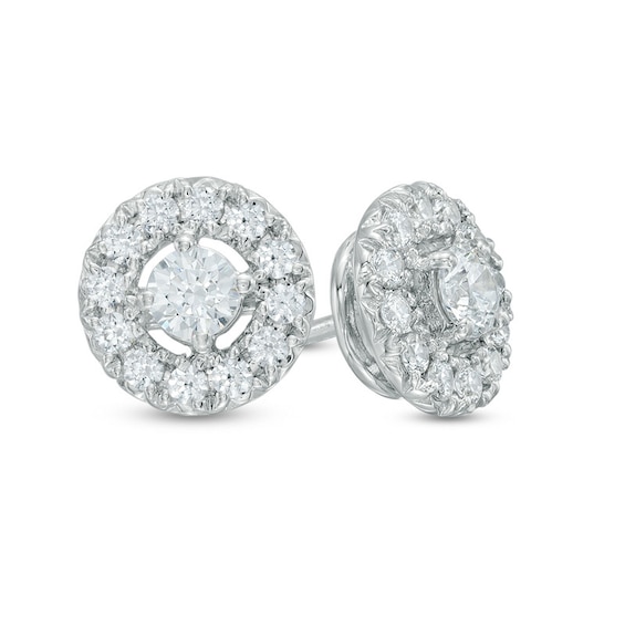 3/4 CT. T.W. Diamond Frame Stud Earrings in 10K White Gold | Zales