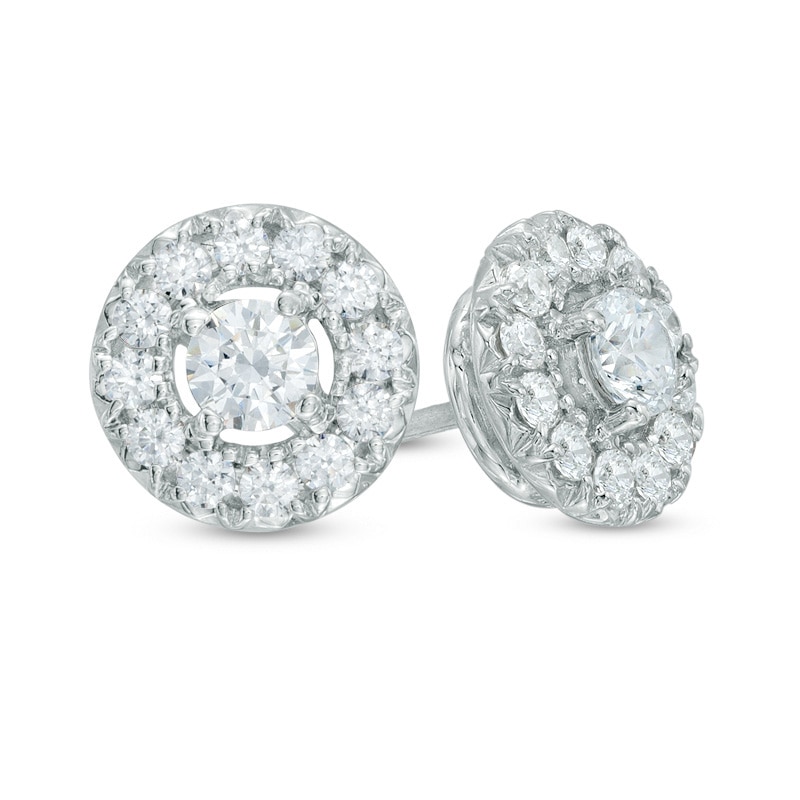 1 CT. T.W. Diamond Open Frame Stud Earrings in 10K White Gold