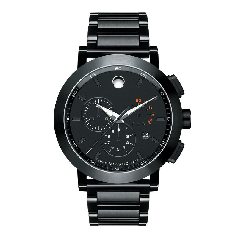 Men's Movado Museum® Sport Chronograph Black PVD Watch with Black Dial (Model: 0607001)