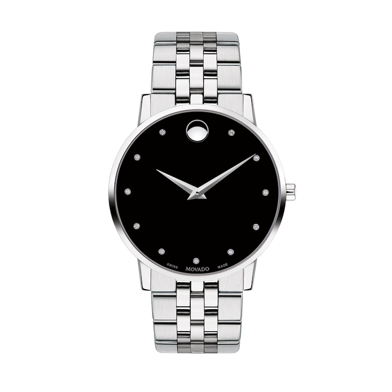 Main Image 1 of Men's Movado Museum® Classic 1/20 CT. T.W. Diamond Watch with Black Dial (Model: 0607201)