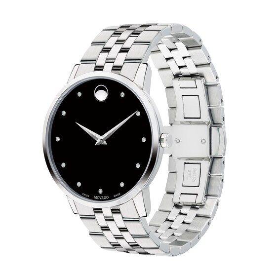 Men's Movado MuseumÂ® Classic 1/20 CT. T.w. Diamond Watch with Black Dial (Model: 0607201)