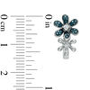 Thumbnail Image 2 of 1/6 CT. T.W. Enhanced Blue and White Diamond Flower Hoop Earrings in Sterling Silver