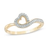 Thumbnail Image 1 of 1/10 CT. T.W. Diamond Tilted Heart Ring in 10K Gold