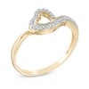 Thumbnail Image 2 of 1/10 CT. T.W. Diamond Tilted Heart Ring in 10K Gold