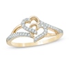 Thumbnail Image 1 of 1/10 CT. T.W. Diamond Interlocking Hearts Ring in 10K Gold