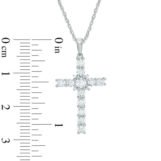 7/8 CT. T.w. Diamond Cross Pendant in 10K White Gold