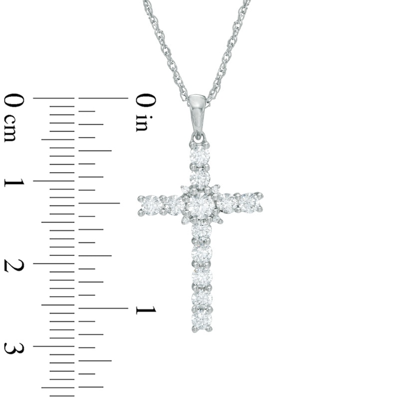 7/8 CT. T.W. Diamond Cross Pendant in 10K White Gold