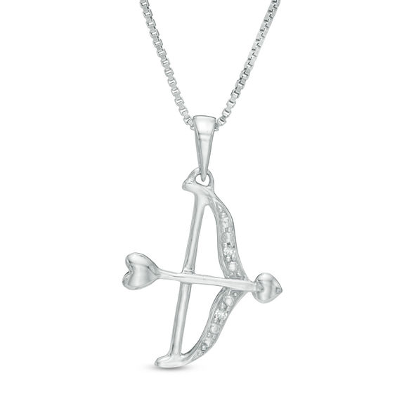 Diamond Accent Bow with Arrow Pendant in Sterling Silver
