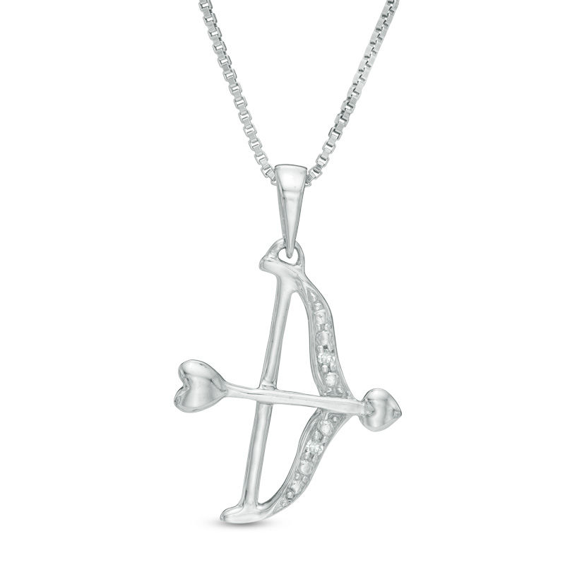 Diamond Accent Bow with Arrow Pendant in Sterling Silver