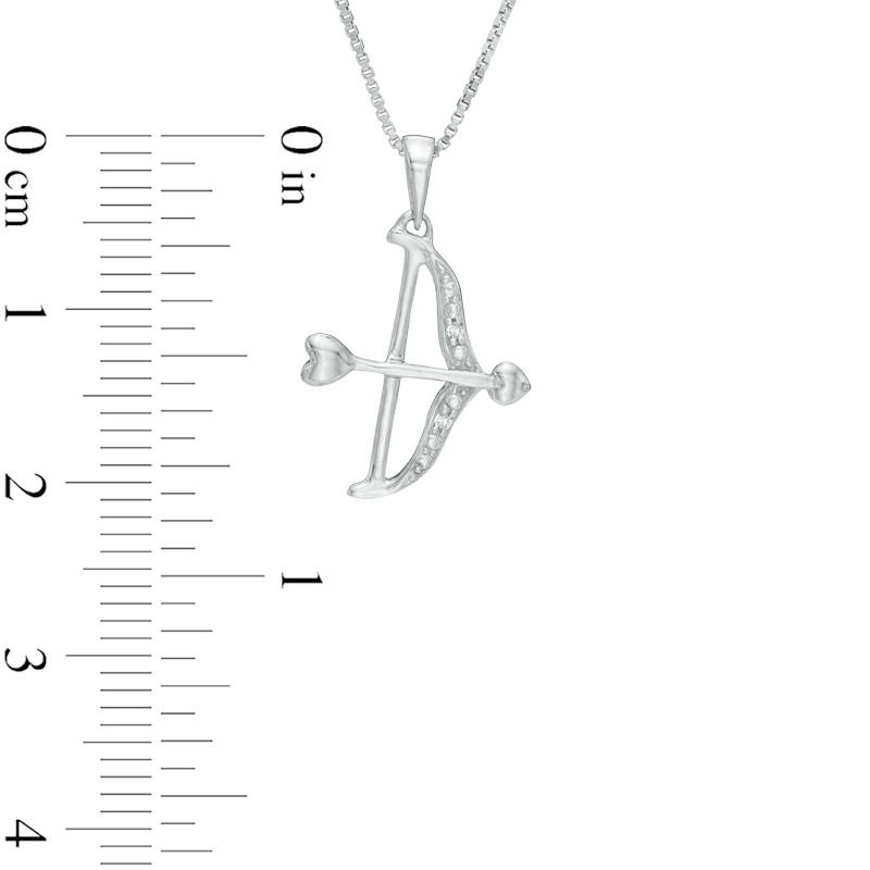 Diamond Accent Bow with Arrow Pendant in Sterling Silver