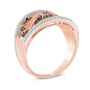 Thumbnail Image 1 of 1/4 CT. T.W. Enhanced Cognac and White Diamond Vintage-Style Scroll Ring in 10K Rose Gold