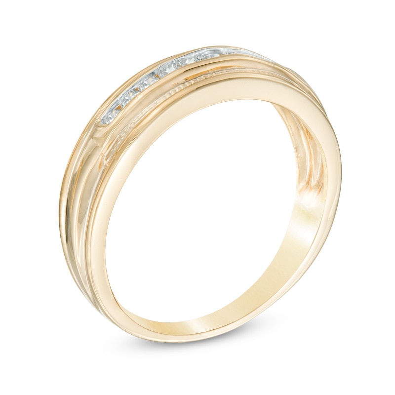 Main Image 2 of 1/4 CT. T.W. Diamond Milgrain Wedding Band in 10K Gold