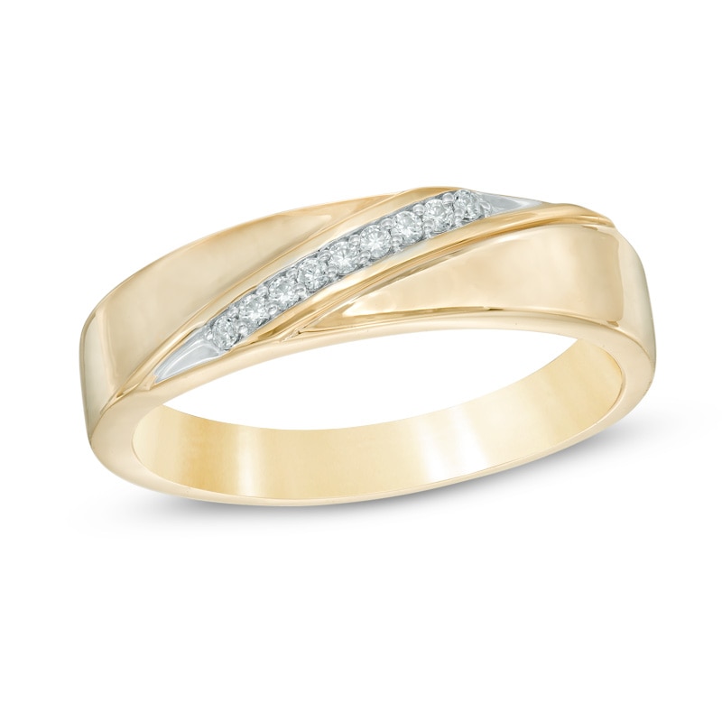 Main Image 1 of Men's Diamond Accent Wedding Band in 10K Gold