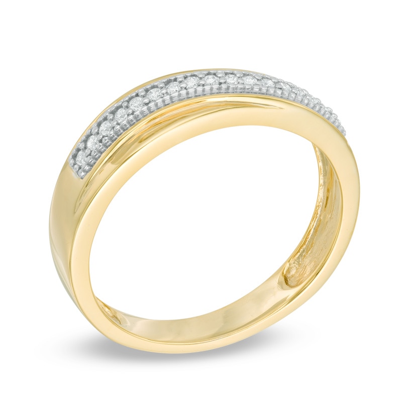 Main Image 2 of Men's 1/6 CT. T.W. Diamond Wedding Band in 10K Gold