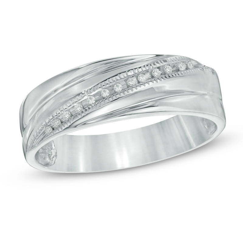 Men's Diamond Accent Wedding Band in Sterling Silver