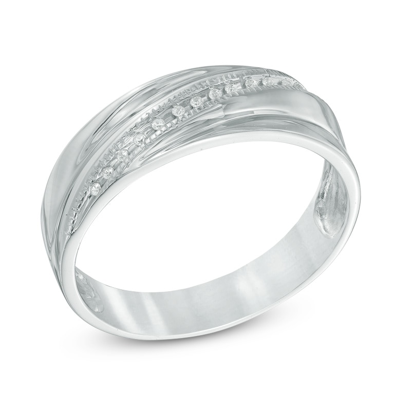 Diamond Accent Wedding Band in Sterling Silver