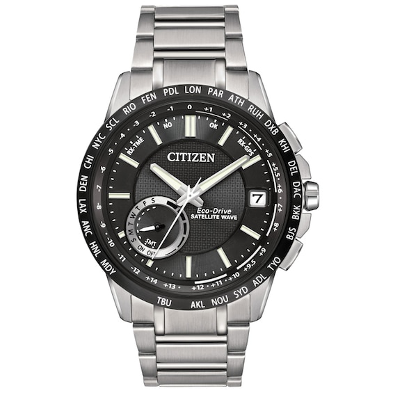 Men's Citizen Eco-DriveÂ® Satellite Wave-World Time GPS Watch with Black Dial (Model: Cc3005-85E)