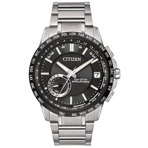 Men's Citizen Eco-DriveÂ® Satellite Wave-World Time GPS Watch with Black Dial (Model: Cc3005-85E)