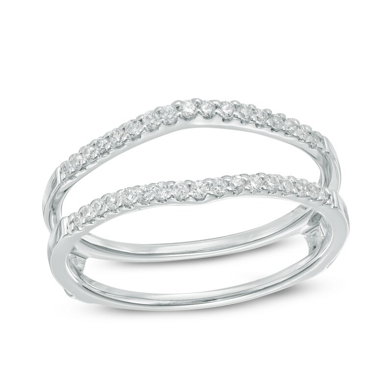 Main Image 1 of 1/4 CT. T.W. Diamond Chevron Solitaire Enhancer in 14K White Gold