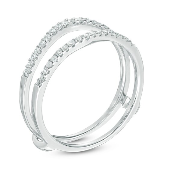 1/4 CT. T.w. Diamond Chevron Solitaire Enhancer in 14K White Gold