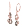 Thumbnail Image 1 of 1/3 CT. T.W. Champagne and White Diamond Twist Drop Earrings in 10K Rose Gold