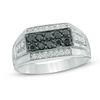 Thumbnail Image 0 of Men's 3/4 CT. T.W. Enhanced Black and White Diamond Ring in Sterling Silver