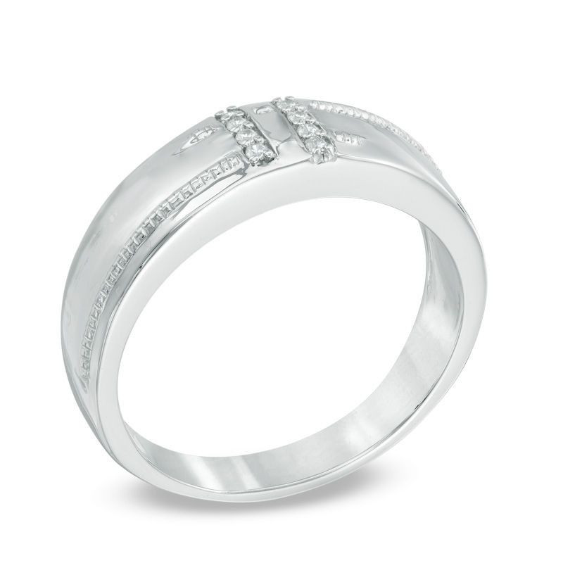 Main Image 2 of 1/20 CT. T.W. Diamond Wedding Band in Sterling Silver