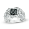 Thumbnail Image 0 of Men's 3/4 CT. T.W. Enhanced Black and White Diamond Square Composite Ring in Sterling Silver