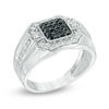 Thumbnail Image 1 of Men's 3/4 CT. T.W. Enhanced Black and White Diamond Square Composite Ring in Sterling Silver