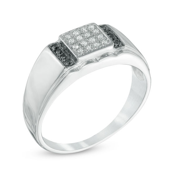 1/8 CT. T.w. Enhanced Black and White Diamond Ring in Sterling Silver
