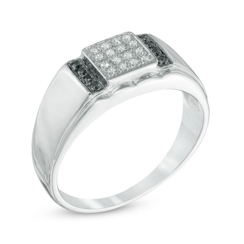 1/8 CT. T.W. Enhanced Black and White Diamond Ring in Sterling Silver ...