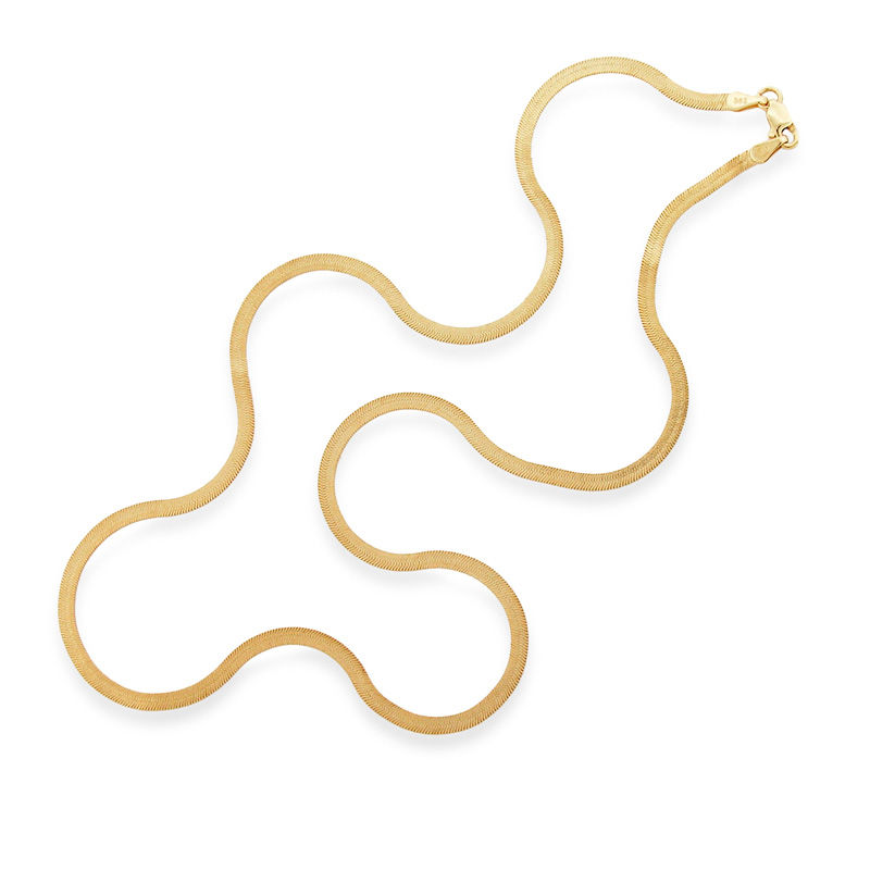 18in 14K Gold Vermeil Herringbone Chain (7mm) | Shane Co.