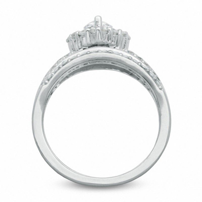 Marquise-Cut Lab-Created White Sapphire Frame Five Piece