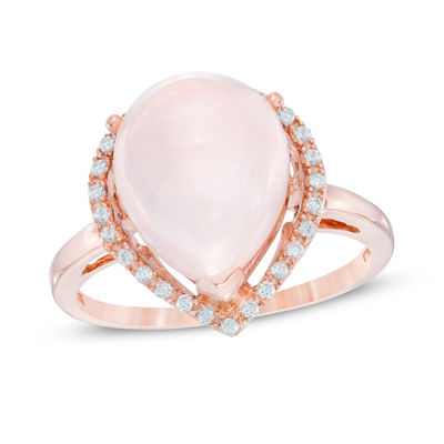 Jewelryonclick Real Rose Quartz Gold Plated Engagement Ring for Women Prong Style Size 5,6,7,8,9,10,11,12