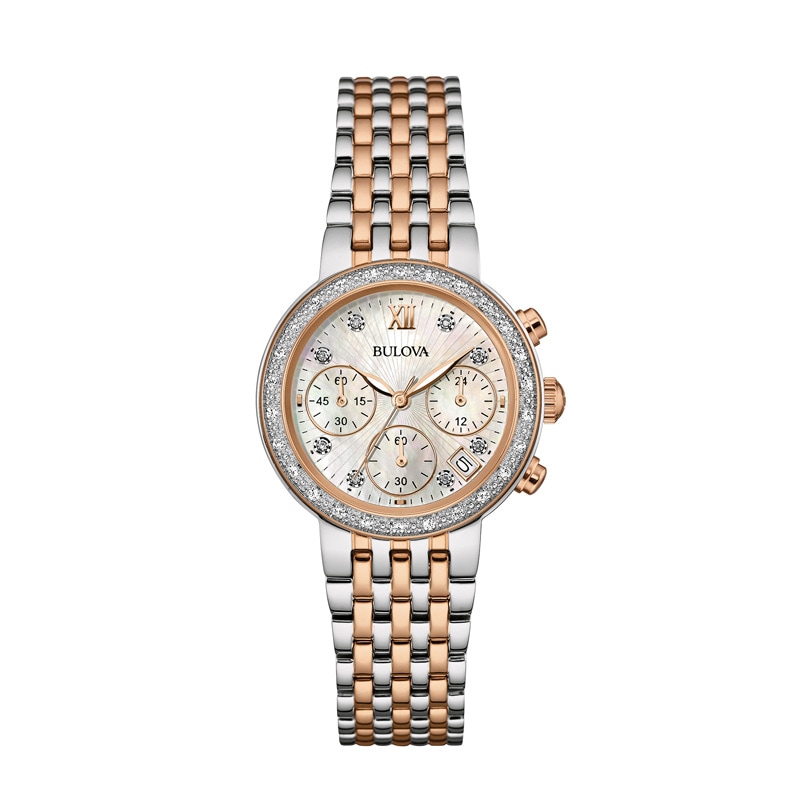 Main Image 1 of Ladies' Bulova Diamond Accent Two-Tone Watch with Mother-of-Pearl Dial (Model: 98R215)