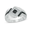Thumbnail Image 1 of Men's 1/2 CT. T.W. Enhanced Black and White Diamond Ring in 10K White Gold