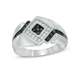 1/2 CT. T.W. Enhanced Black and White Diamond Ring in 10K White Gold