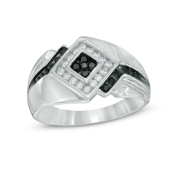 1/2 CT. T.w. Enhanced Black and White Diamond Ring in 10K White Gold