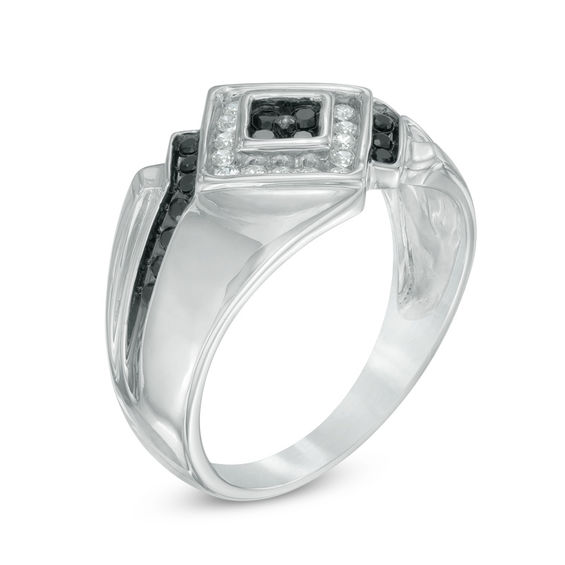 1/2 CT. T.w. Enhanced Black and White Diamond Ring in 10K White Gold