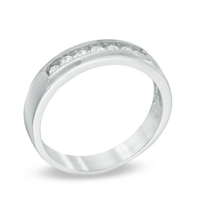 Men's 1/4 CT. T.W. Diamond Wedding Band in 10K White Gold | Zales