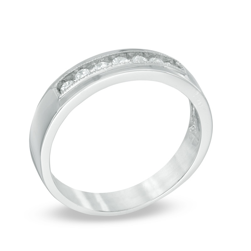Main Image 2 of 1/4 CT. T.W. Diamond Wedding Band in 10K White Gold