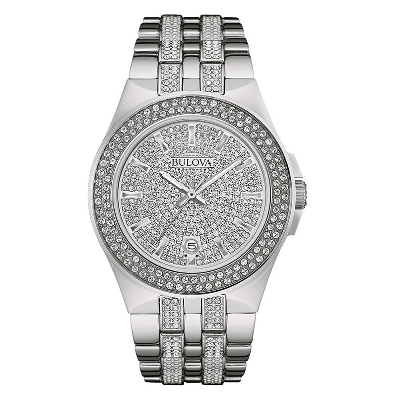Men's Bulova Crystal Accent Watch with SilverTone Dial (Model 96B235