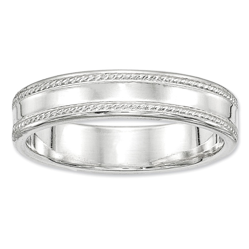 Zales Ladies' 5.0mm Comfort Fit Beaded Wedding Band in Sterling Silver