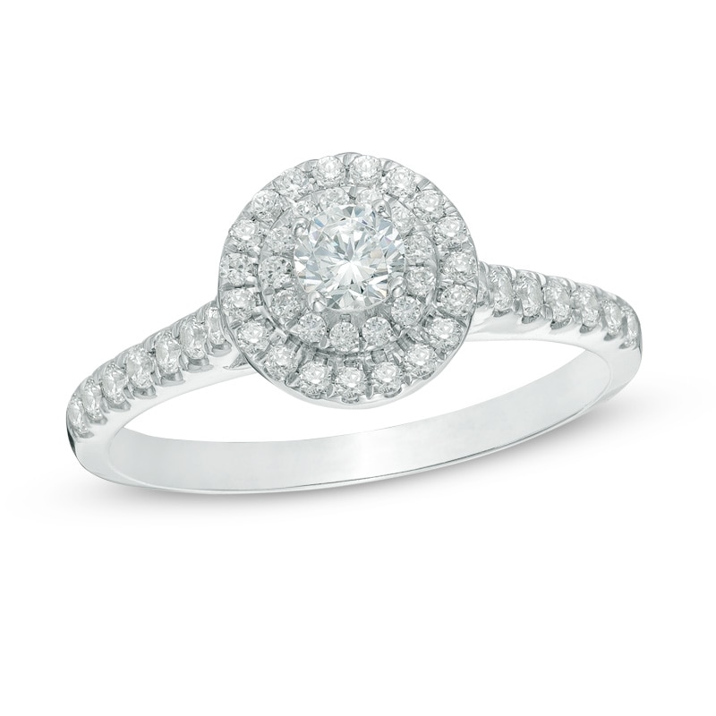 Main Image 1 of 1/2 CT. T.W. Diamond Double Frame Engagement Ring in 10K White Gold
