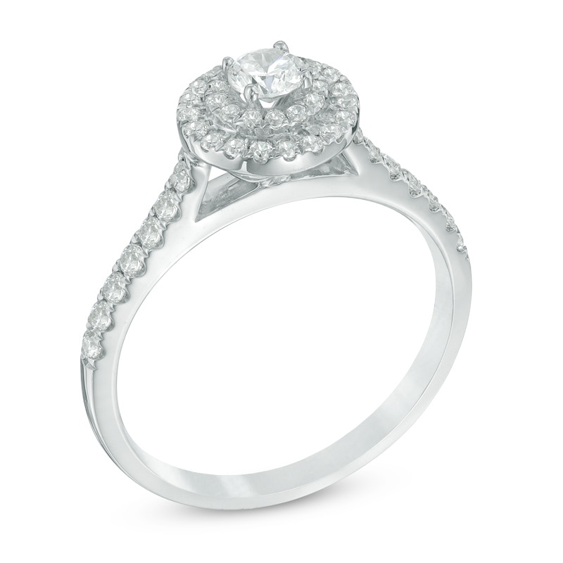 Main Image 2 of 1/2 CT. T.W. Diamond Double Frame Engagement Ring in 10K White Gold