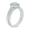 Thumbnail Image 1 of 1/3 CT. T.W. Composite Diamond Double Square Frame Vintage-Style Bridal Set in 10K White Gold